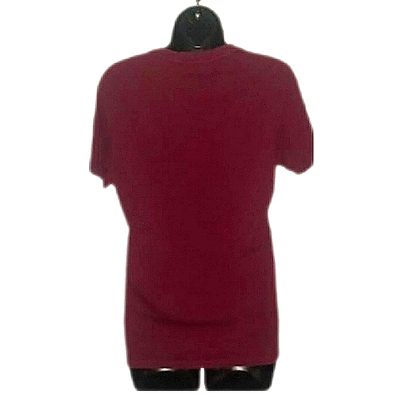 Guess Burgundy Gold Logo Printed T-Shirt - Picture 3 of 5